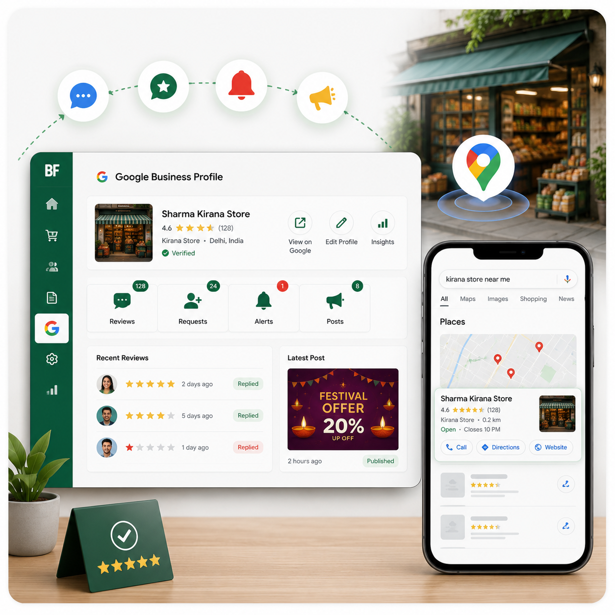 Replying to Google reviews in Billing Fast