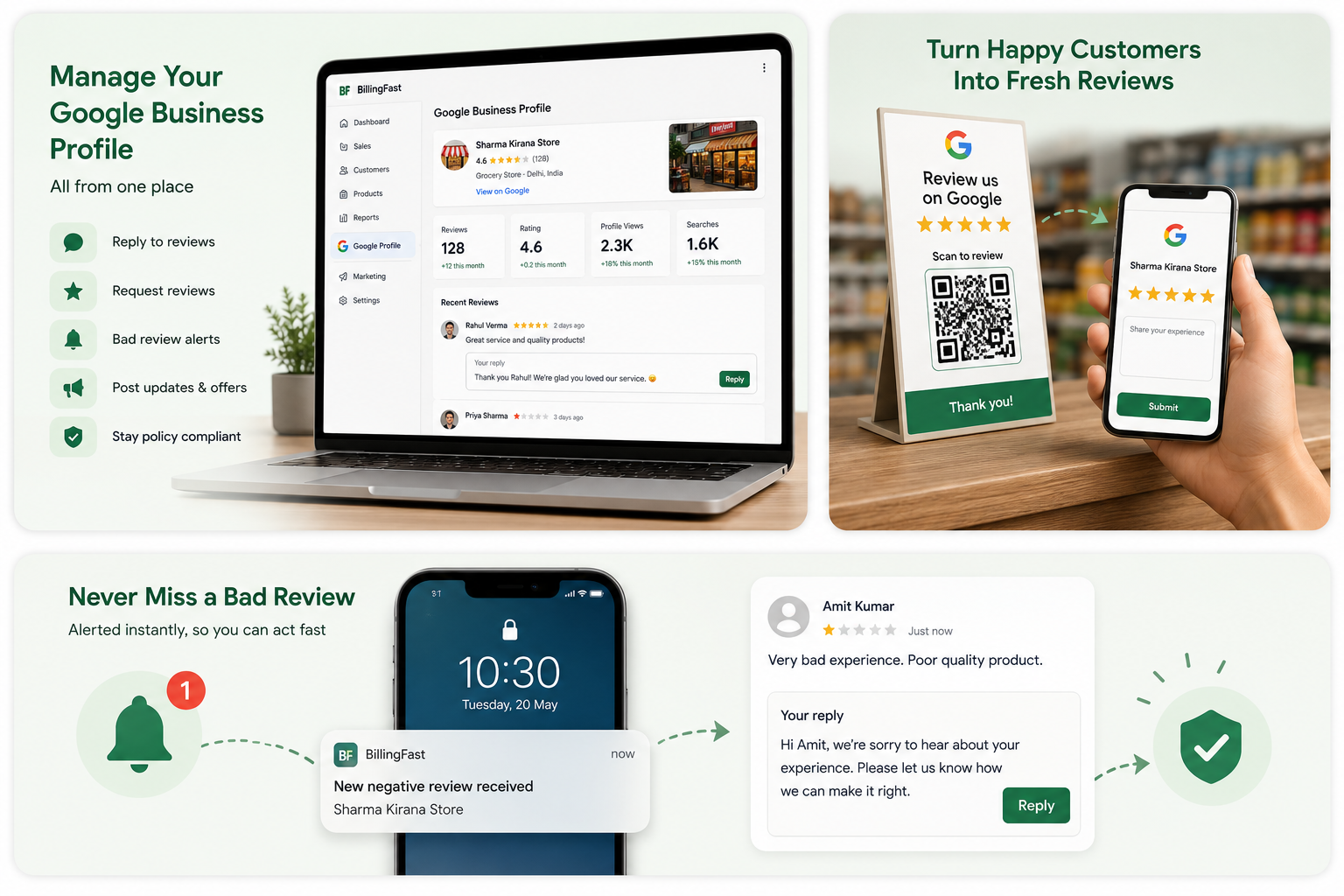 Manage Google Business Profile and reviews in Billing Fast